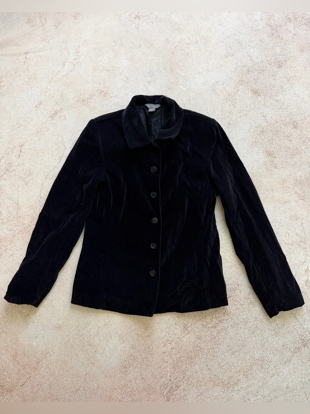 Van Heusen Black Velvet Button-Up Blazer